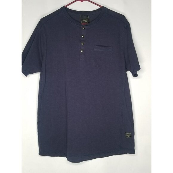 Six Lincoln Dark Navy Size XL? Mens Henley Short Sleeve  Cotton see measurements - Picture 1 of 12